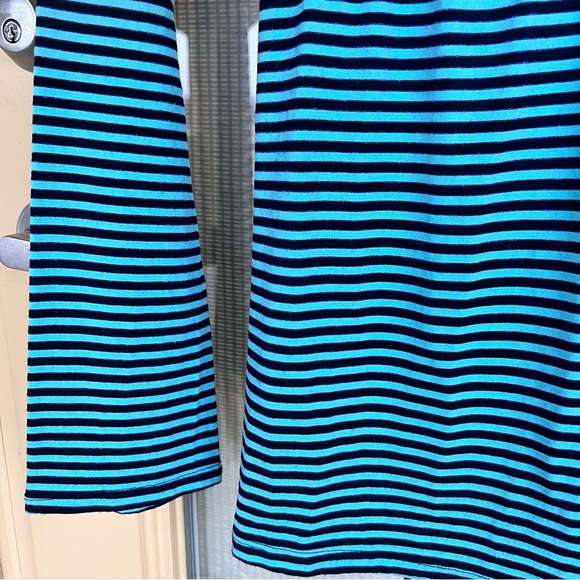 Guess Woman’s Top Blue Striped A Line Fit with Tie Long Flare Sleeves Size M - Picture 5 of 12